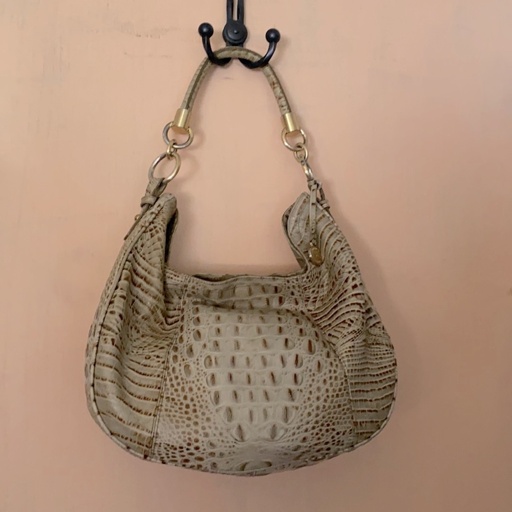 Brahmin Tan Leather Shoulder Bag/Melbourne style embossing